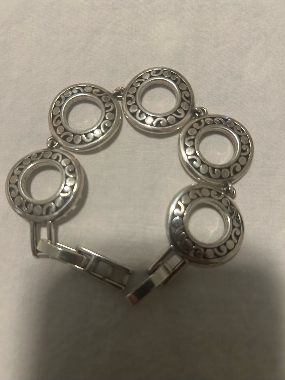Brighton Silver Open Circle Link Bracelet with Swirl Accents